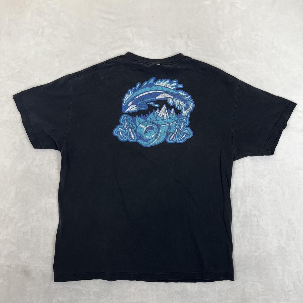Vintage OJs Wheels NHS T-Shirt Mens XL Black Whale Mountain Skater Santa Cruz